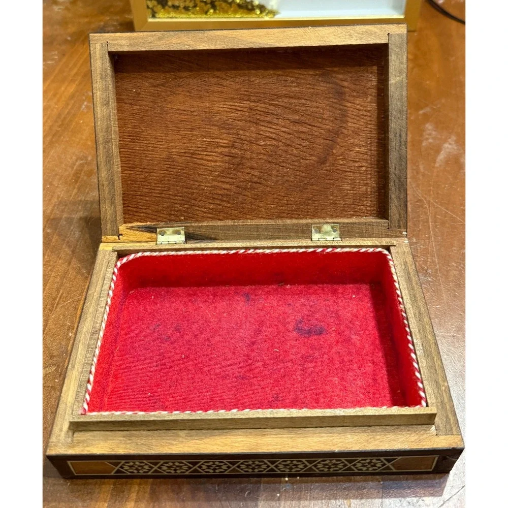 VTG Sadeli Mosaic Wood Inlay Jewelry Box Middle Eastern Marquetry Trinket